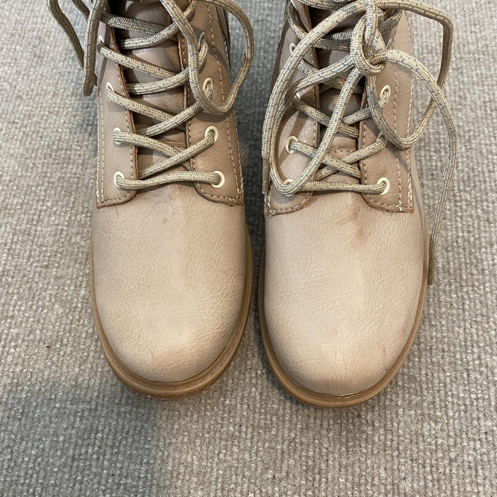 B.o.c Boots Womens Size 10 Beige Synthetic Ankle Combat Lace Up Zip Carter - Picture 5 of 12